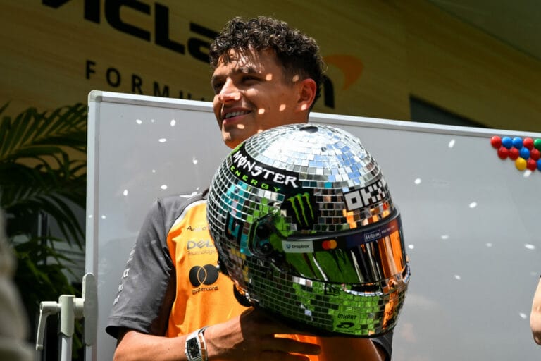 Lando Norris Dazzles with Disco Ball Helmet in Miami