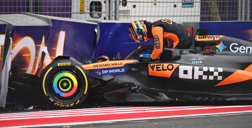 Piastri Crashes Norris Seventh in Tough Baku for McLaren