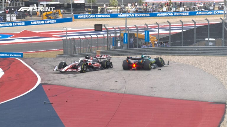 Stroll Ocon Clash Sparks Chaos in Austin Sprint Race